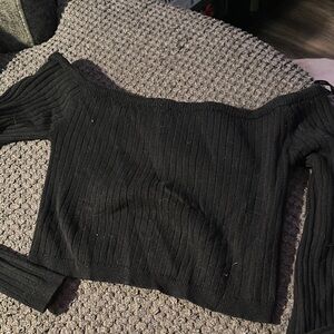 Forever 21 Black Off-the-Shoulder Sweater Ribbed Knit